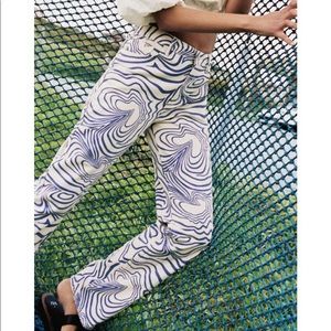 New Zara Printed Straight Leg High Rise Swirl Jeans 6688/043 Size 2 4 6 10 12